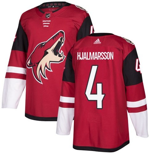 Men's Arizona Coyotes #4 Niklas Hjalmarsson Maroon Home Authentic Stitched Hockey Jersey